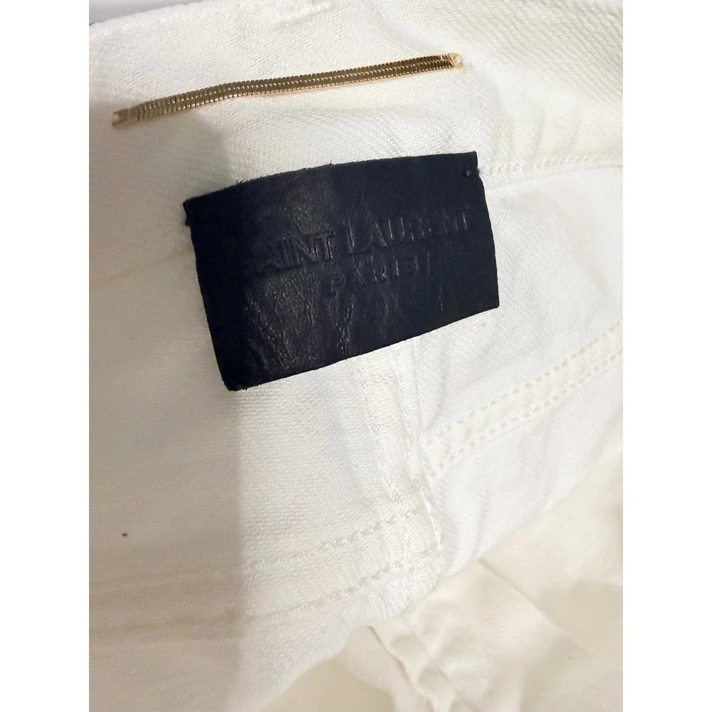 Saint Laurent‎ Paris D29 Mid-Waist Slim Straight Jeans White Size 24